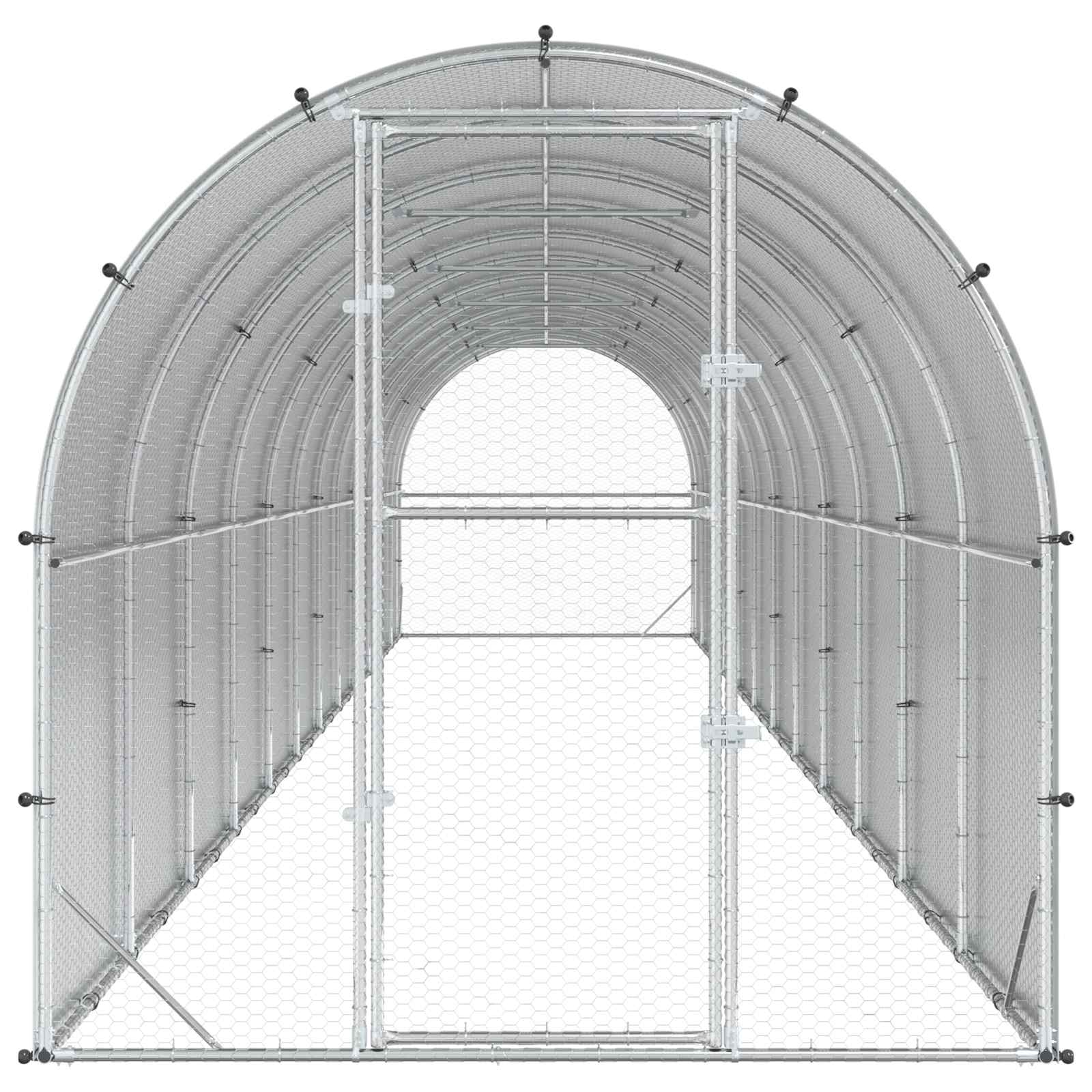 vidaXL Kurnik srebrny 1200 x 200 x 200 cm Stal ocynkowana