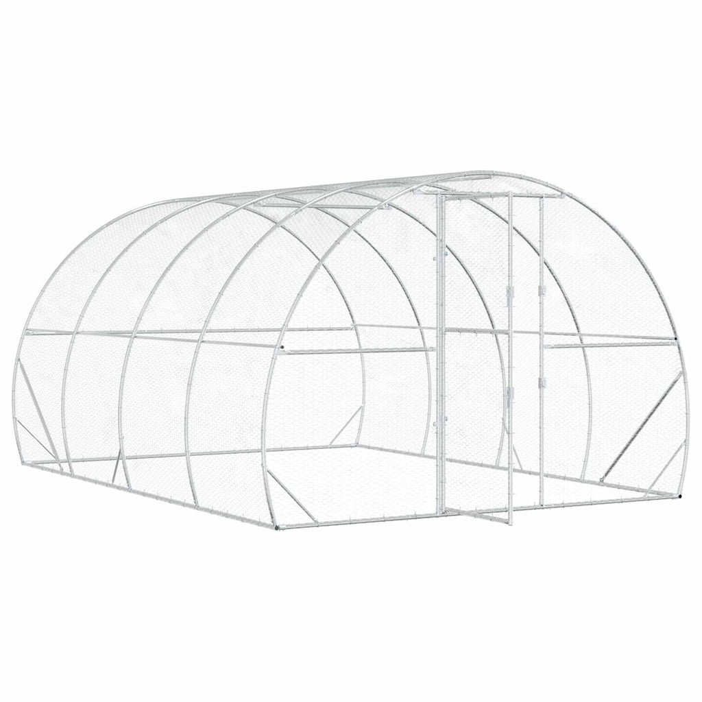 vidaXL Kurnik srebrny 400 x 300 x 200 cm Stal ocynkowana