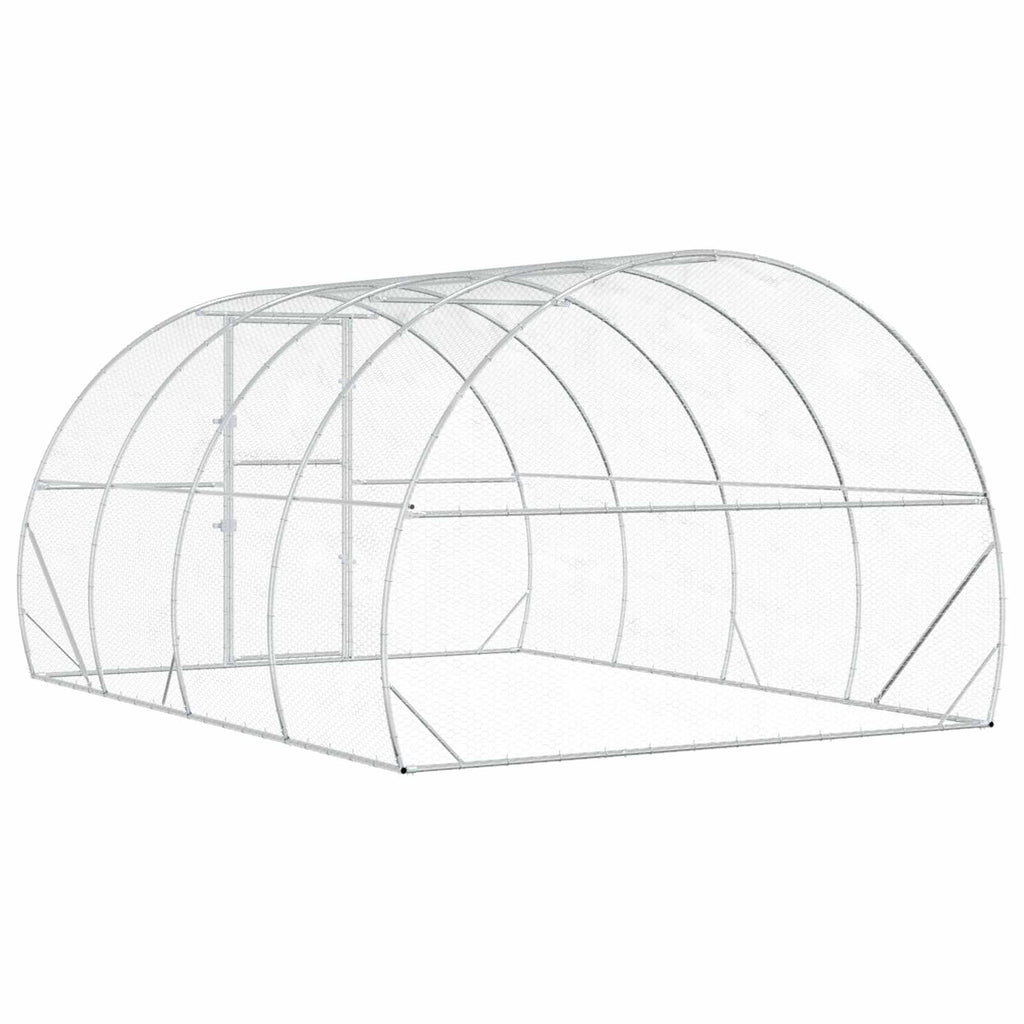 vidaXL Kurnik srebrny 400 x 300 x 200 cm Stal ocynkowana