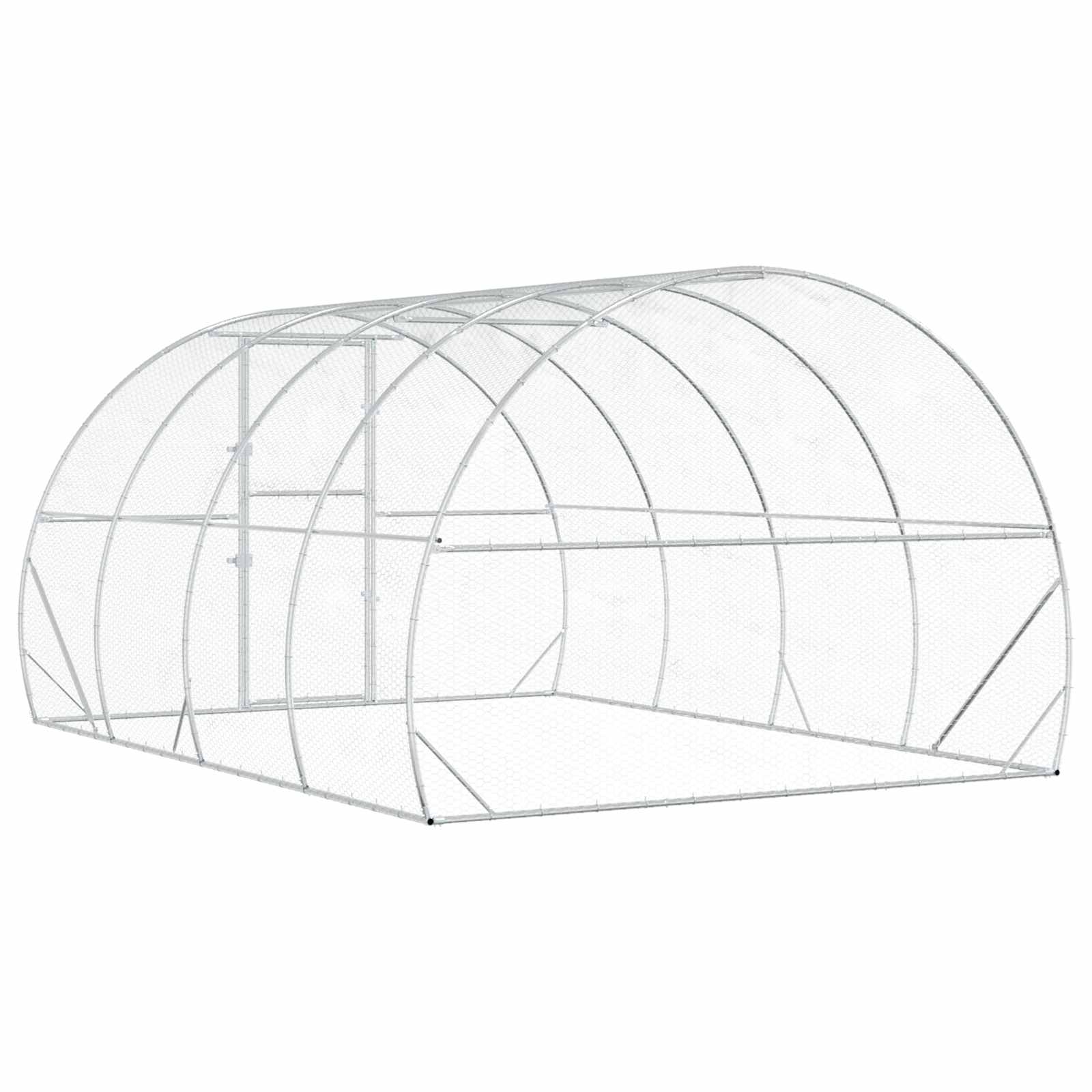 vidaXL Kurnik srebrny 400 x 300 x 200 cm Stal ocynkowana