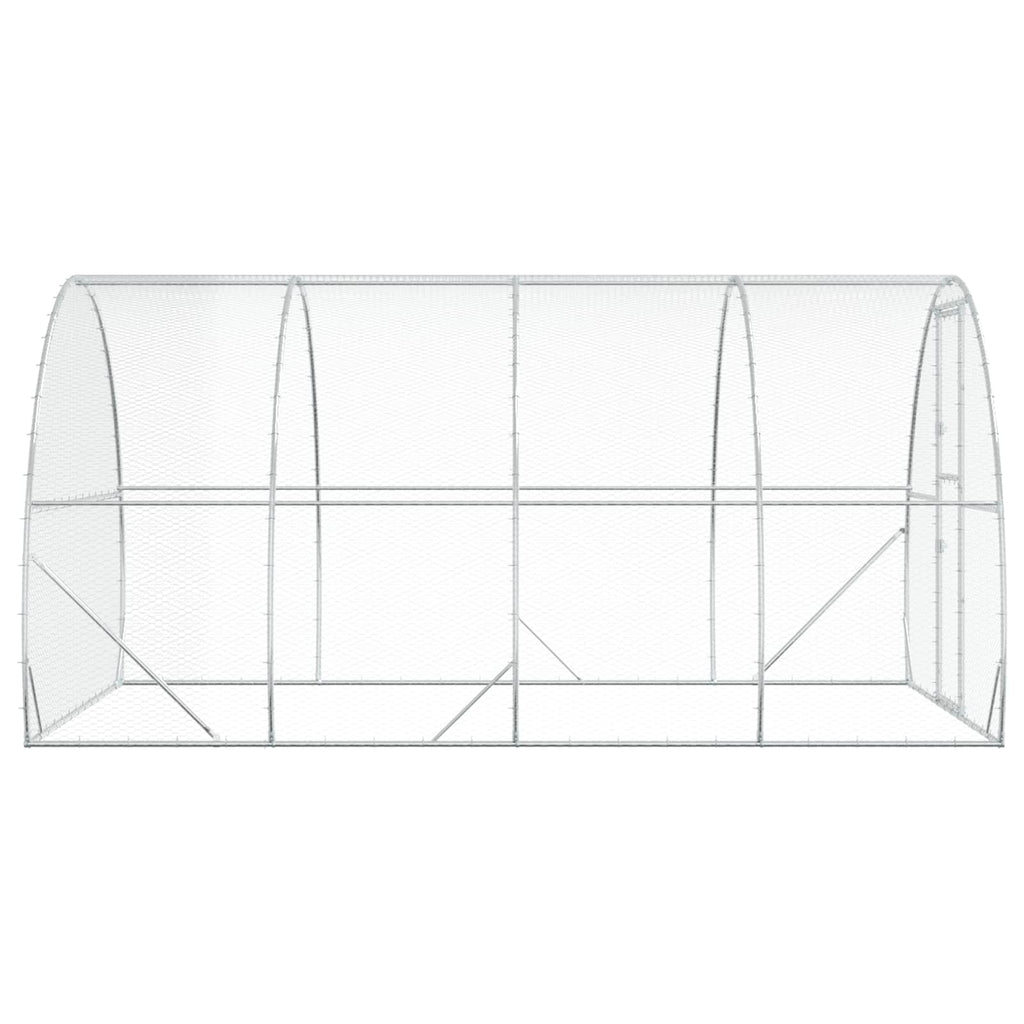 vidaXL Kurnik srebrny 400 x 300 x 200 cm Stal ocynkowana