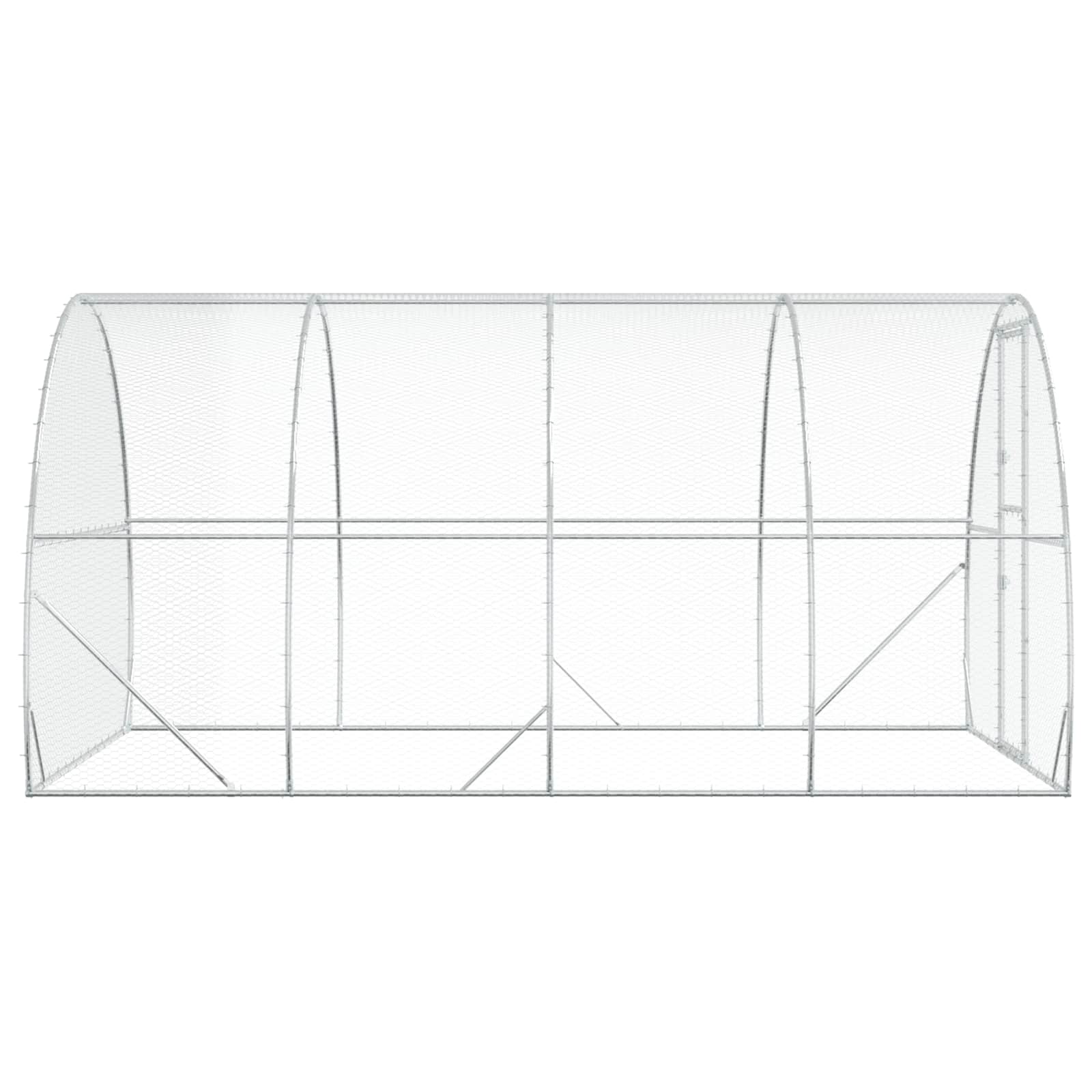 vidaXL Kurnik srebrny 400 x 300 x 200 cm Stal ocynkowana
