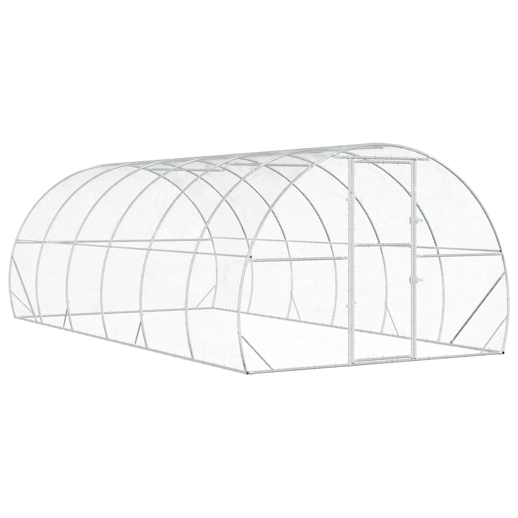 vidaXL Kurnik srebrny 600 x 300 x 200 cm Stal ocynkowana
