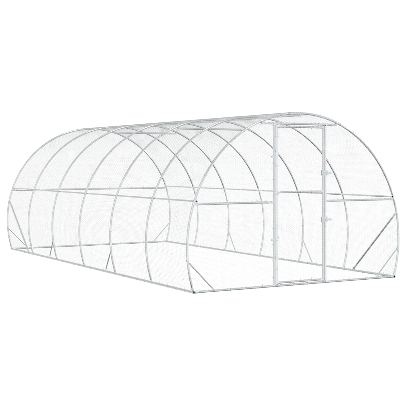 vidaXL Kurnik srebrny 600 x 300 x 200 cm Stal ocynkowana