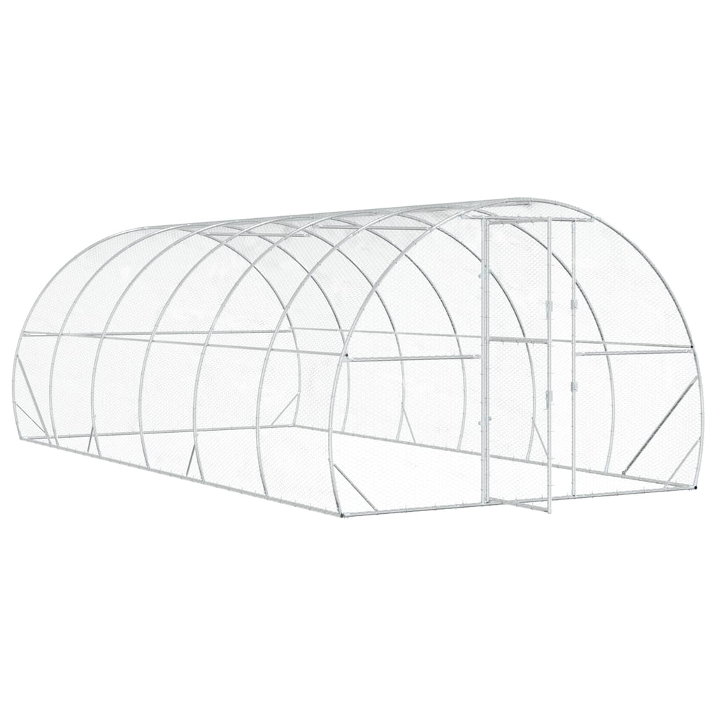 vidaXL Kurnik srebrny 600 x 300 x 200 cm Stal ocynkowana