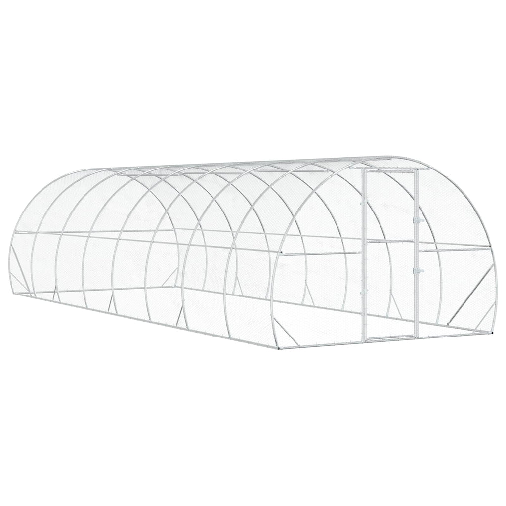 vidaXL Kurnik srebrny 800 x 300 x 200 cm Stal ocynkowana