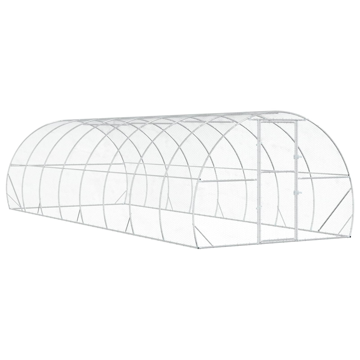 vidaXL Kurnik srebrny 800 x 300 x 200 cm Stal ocynkowana