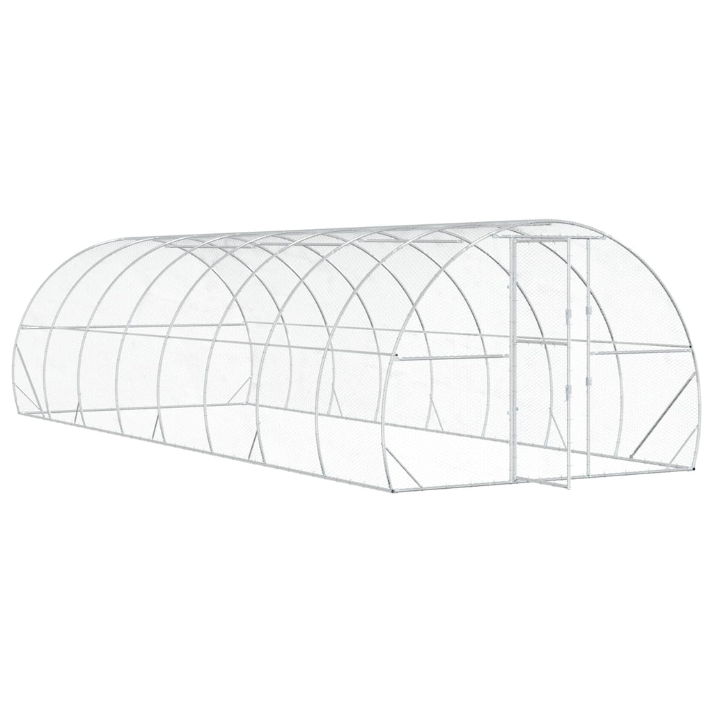 vidaXL Kurnik srebrny 800 x 300 x 200 cm Stal ocynkowana