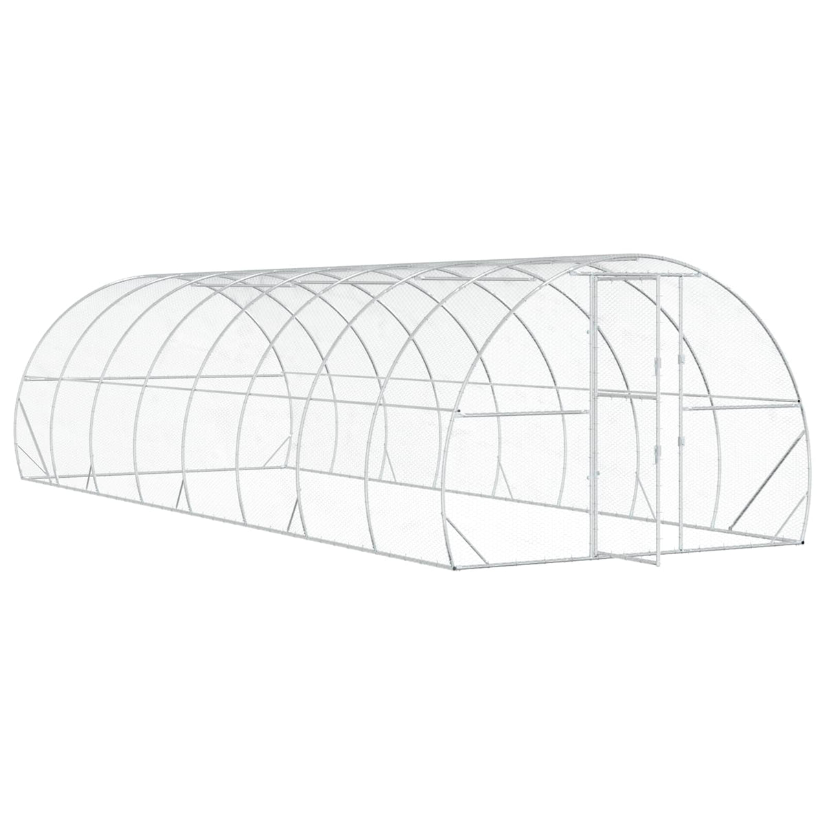 vidaXL Kurnik srebrny 800 x 300 x 200 cm Stal ocynkowana