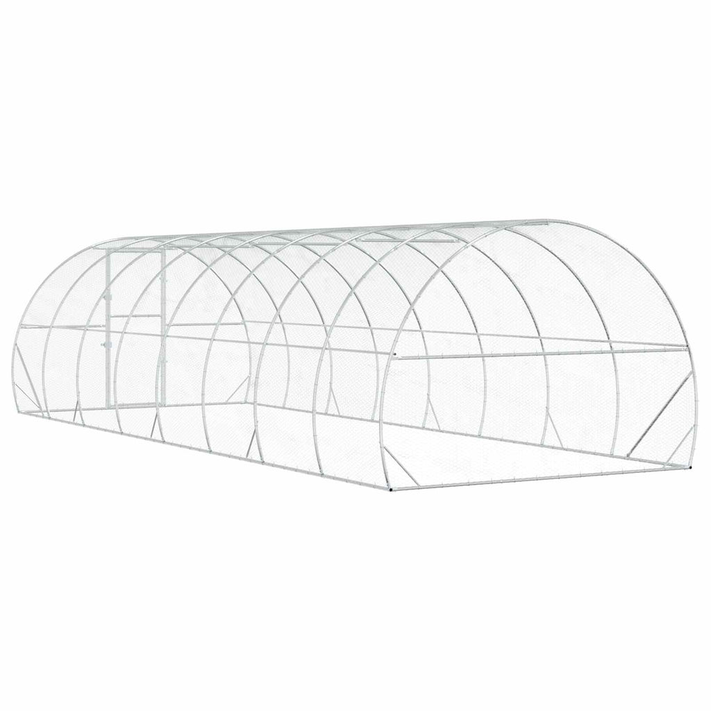 vidaXL Kurnik srebrny 800 x 300 x 200 cm Stal ocynkowana