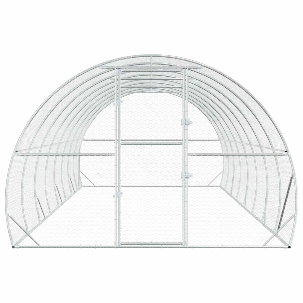 vidaXL Kurnik srebrny 800 x 300 x 200 cm Stal ocynkowana