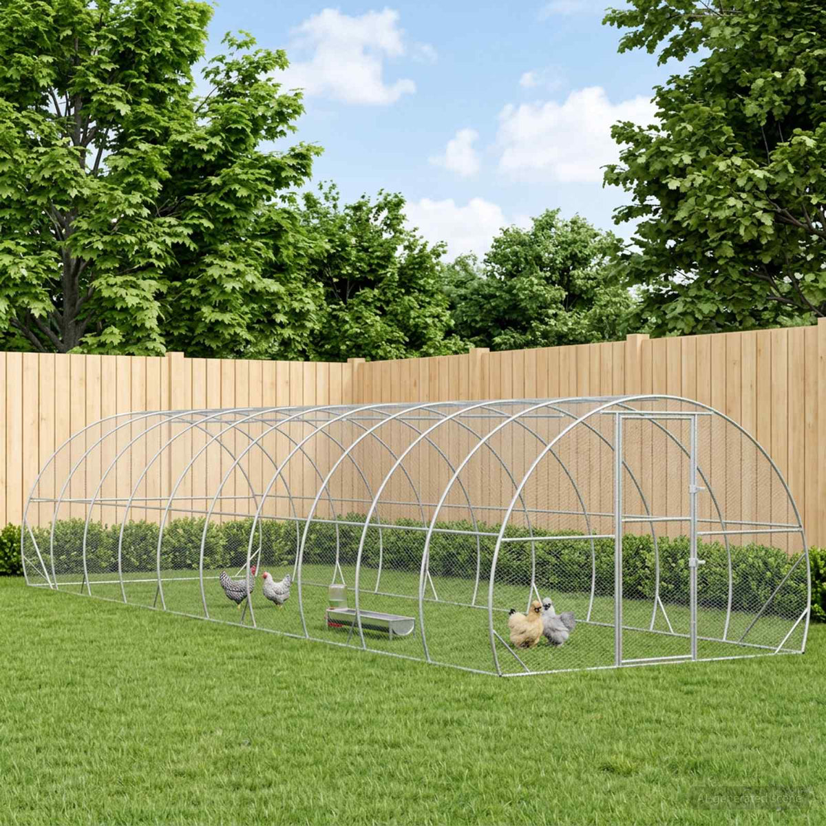 vidaXL Kurnik srebrny 1000 x 300 x 200 cm Stal ocynkowana