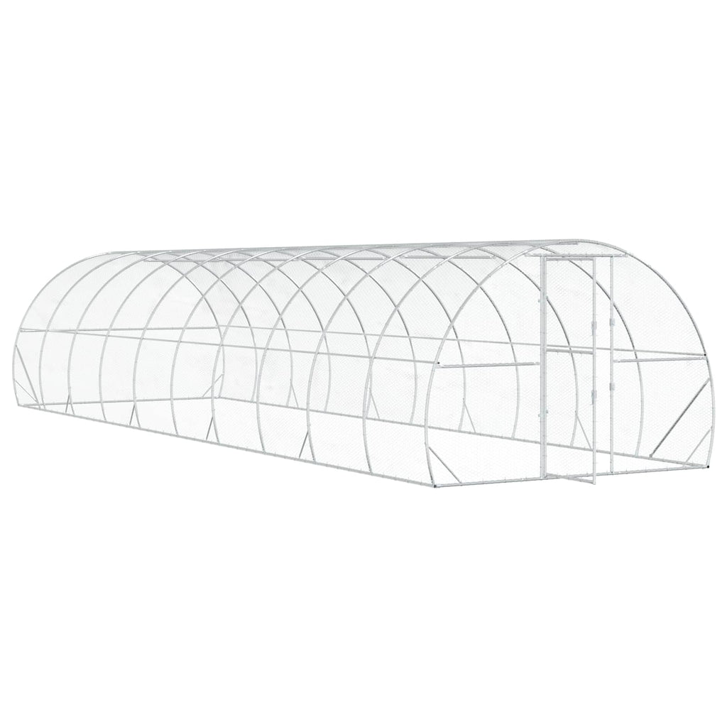 vidaXL Kurnik srebrny 1000 x 300 x 200 cm Stal ocynkowana