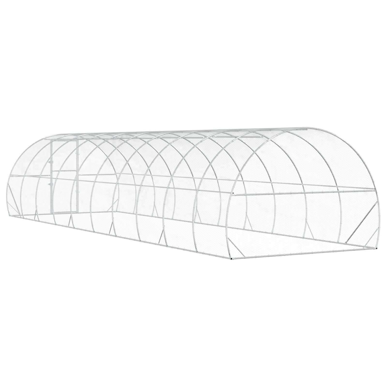 vidaXL Kurnik srebrny 1000 x 300 x 200 cm Stal ocynkowana