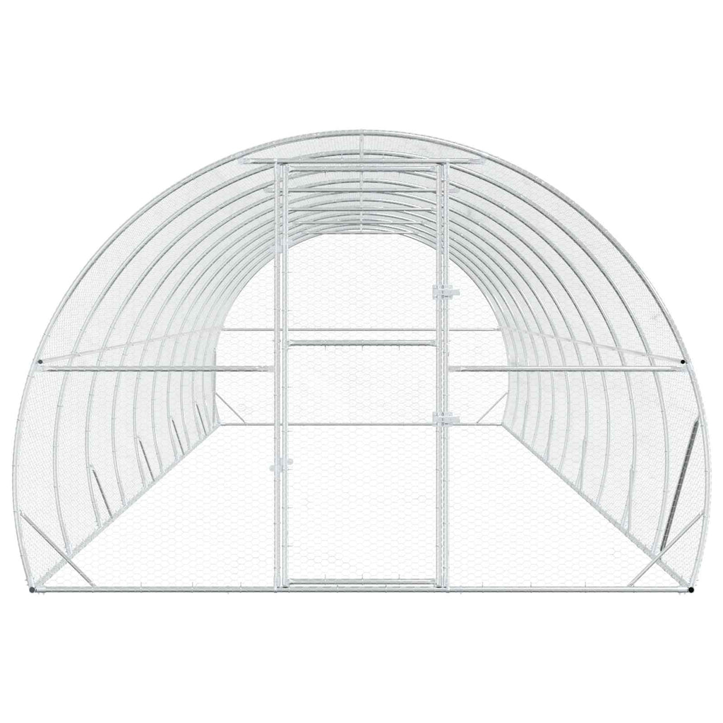 vidaXL Kurnik srebrny 1000 x 300 x 200 cm Stal ocynkowana