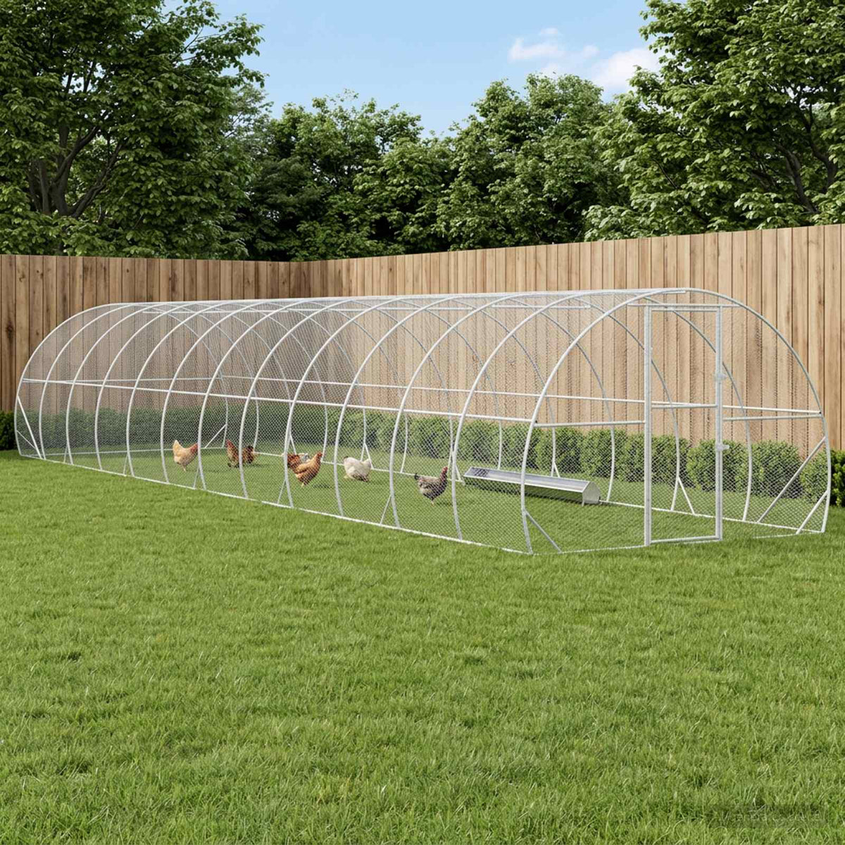 vidaXL Kurnik srebrny 1200 x 300 x 200 cm Stal ocynkowana