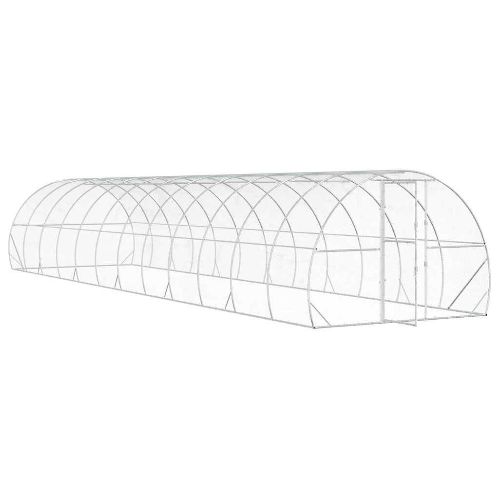 vidaXL Kurnik srebrny 1200 x 300 x 200 cm Stal ocynkowana