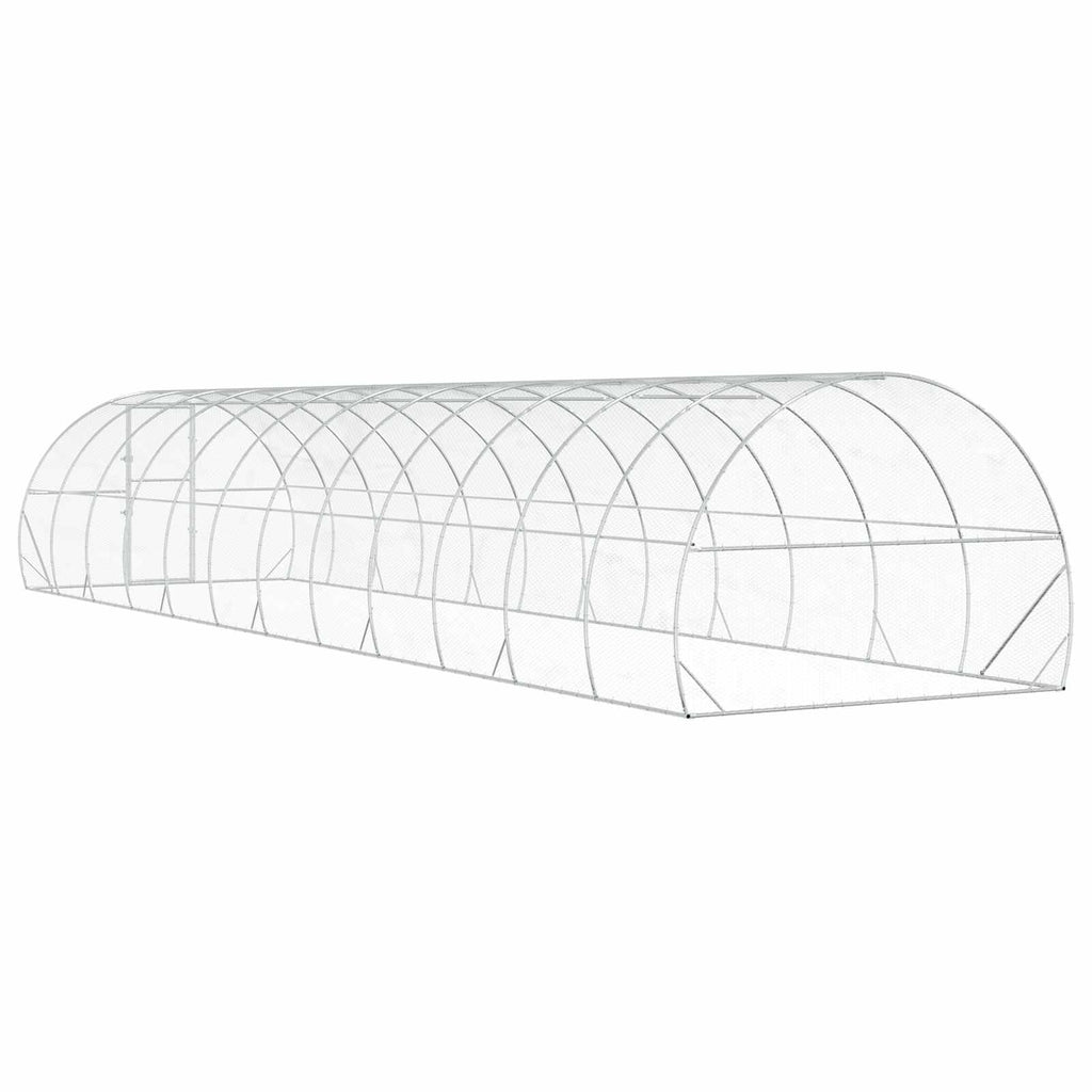 vidaXL Kurnik srebrny 1200 x 300 x 200 cm Stal ocynkowana
