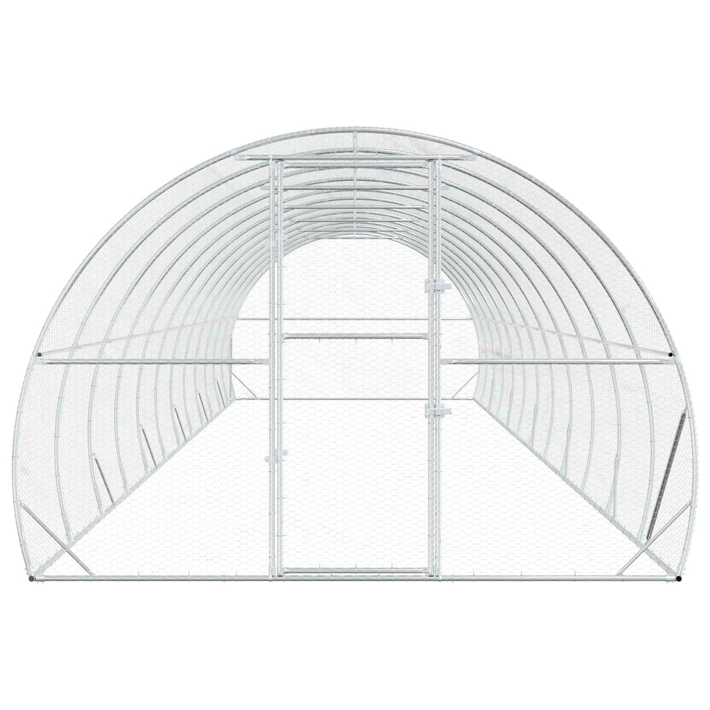 vidaXL Kurnik srebrny 1200 x 300 x 200 cm Stal ocynkowana