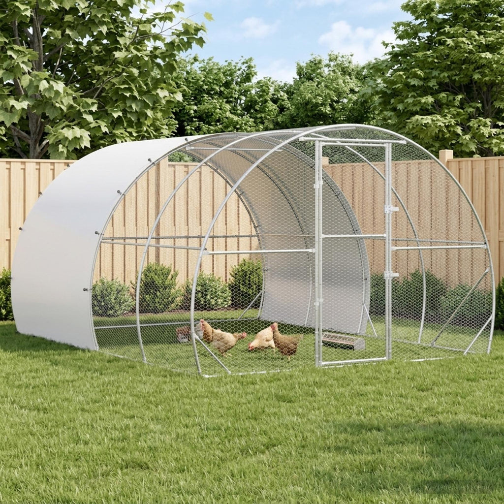 vidaXL Kurnik srebrny 400 x 300 x 200 cm Stal ocynkowana