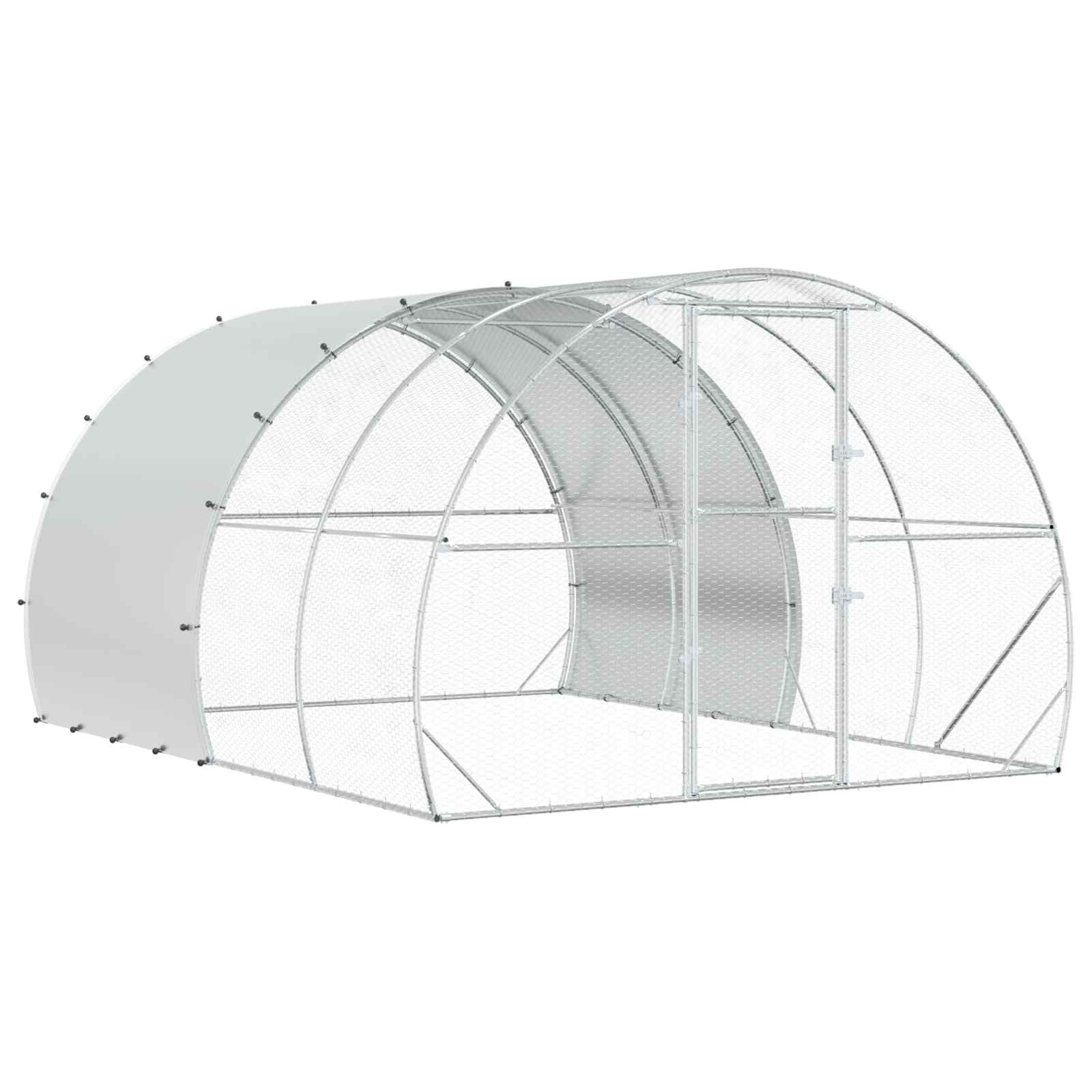 vidaXL Kurnik srebrny 400 x 300 x 200 cm Stal ocynkowana