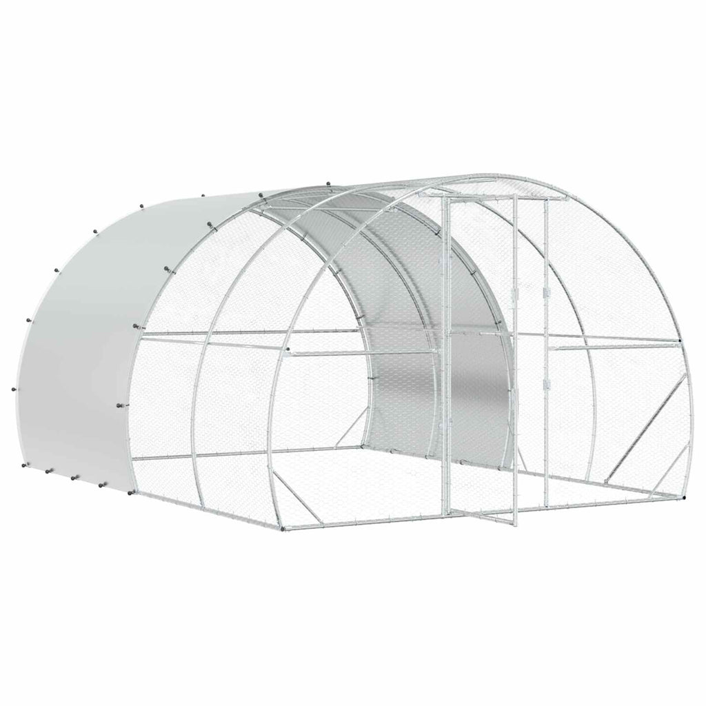 vidaXL Kurnik srebrny 400 x 300 x 200 cm Stal ocynkowana