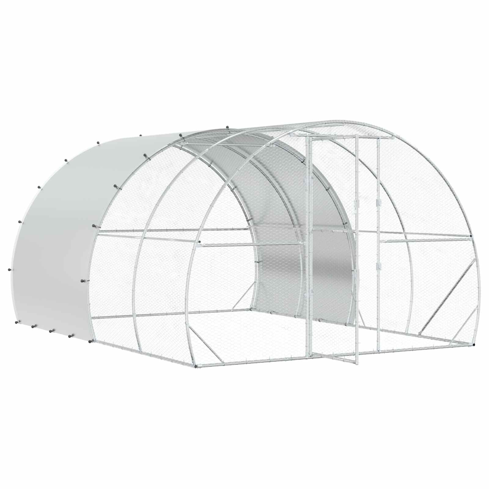 vidaXL Kurnik srebrny 400 x 300 x 200 cm Stal ocynkowana