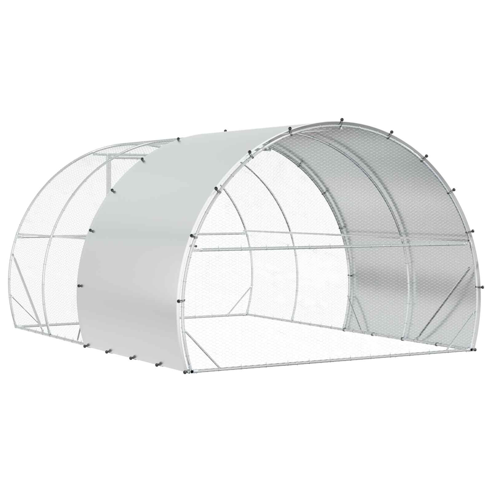 vidaXL Kurnik srebrny 400 x 300 x 200 cm Stal ocynkowana