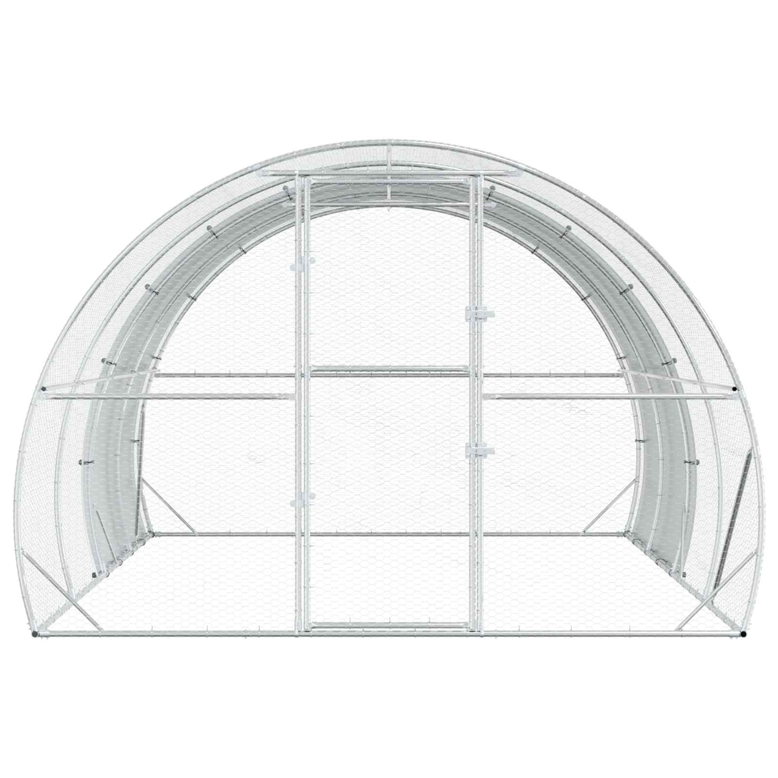 vidaXL Kurnik srebrny 400 x 300 x 200 cm Stal ocynkowana