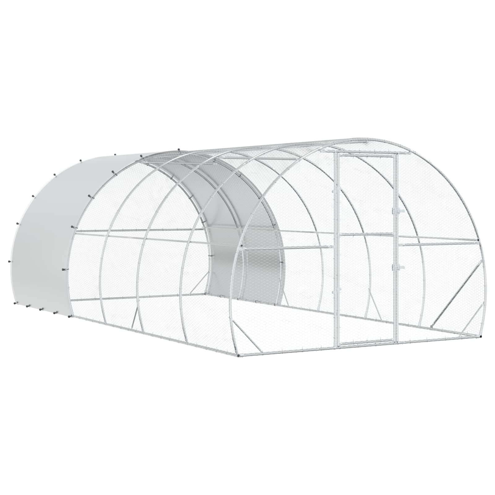 vidaXL Kurnik srebrny 600 x 300 x 200 cm Stal ocynkowana