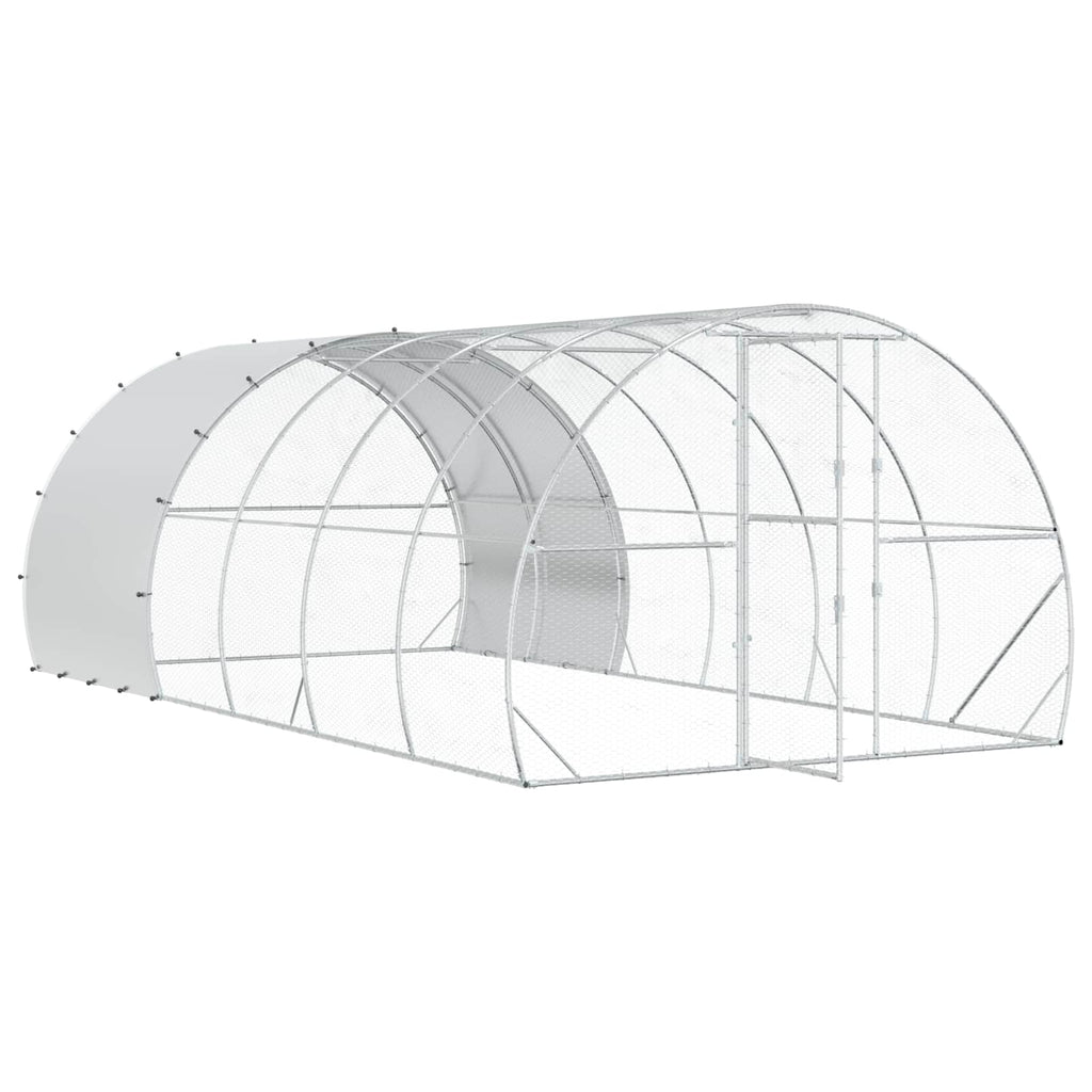 vidaXL Kurnik srebrny 600 x 300 x 200 cm Stal ocynkowana