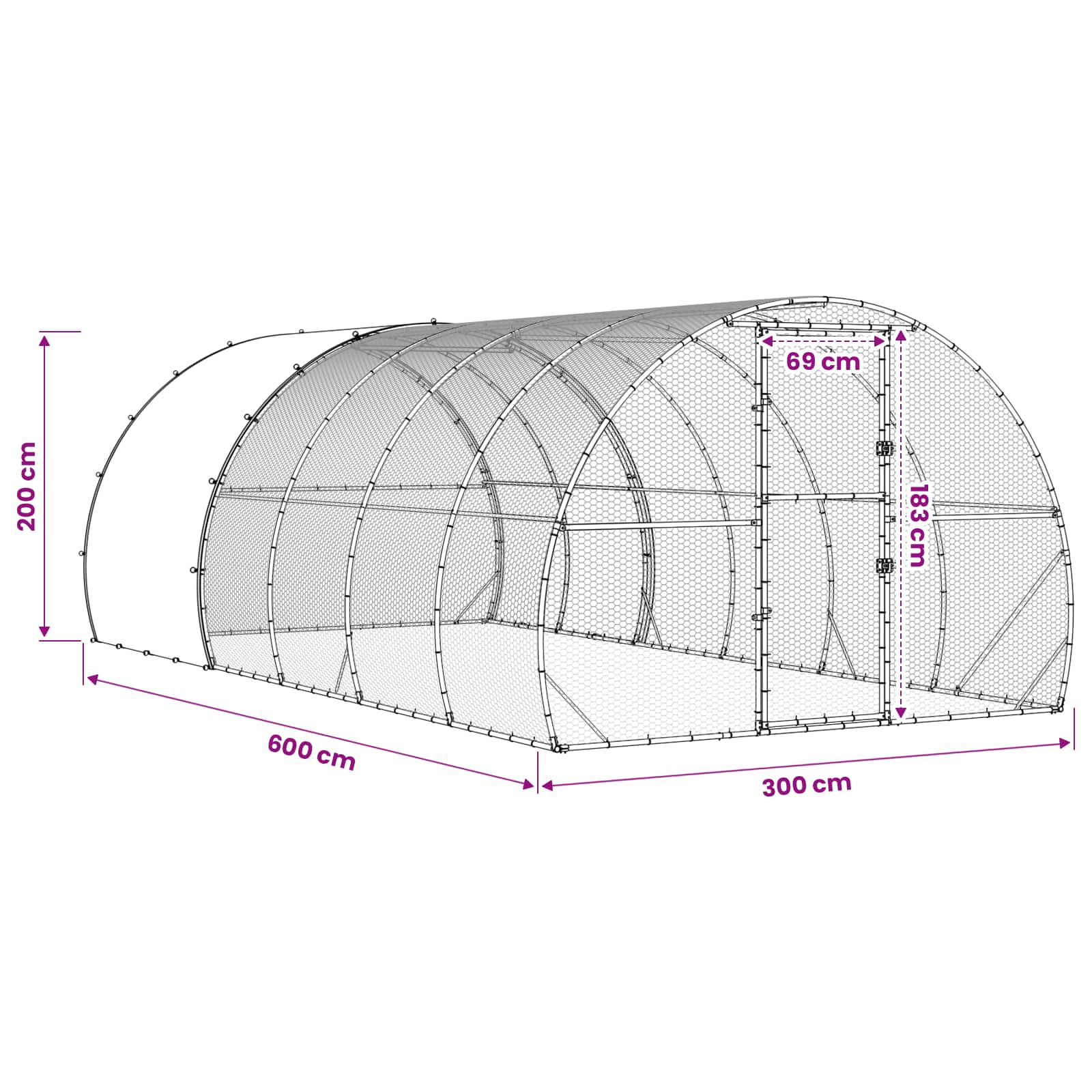 vidaXL Kurnik srebrny 600 x 300 x 200 cm Stal ocynkowana