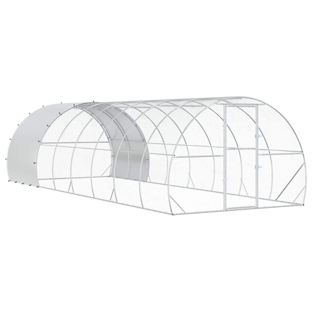 vidaXL Kurnik srebrny 800 x 300 x 200 cm Stal ocynkowana