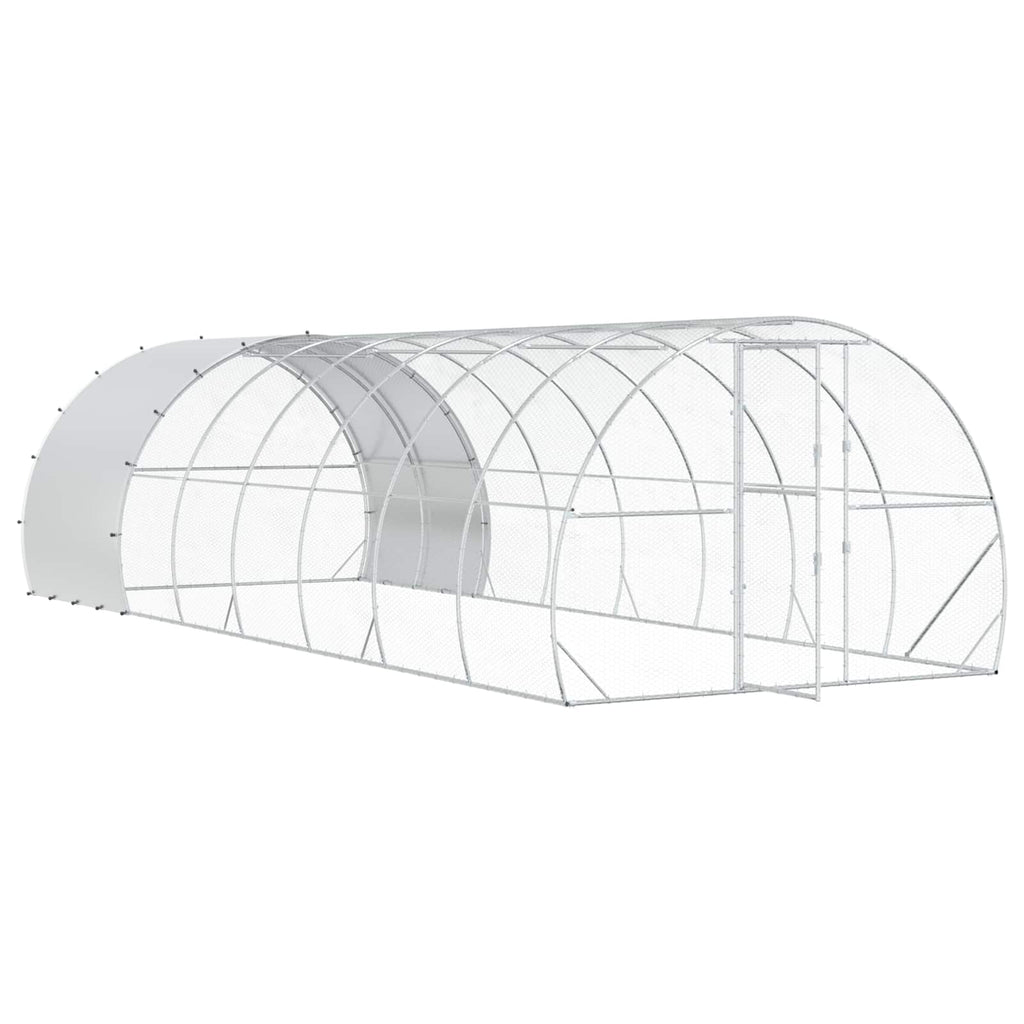 vidaXL Kurnik srebrny 800 x 300 x 200 cm Stal ocynkowana