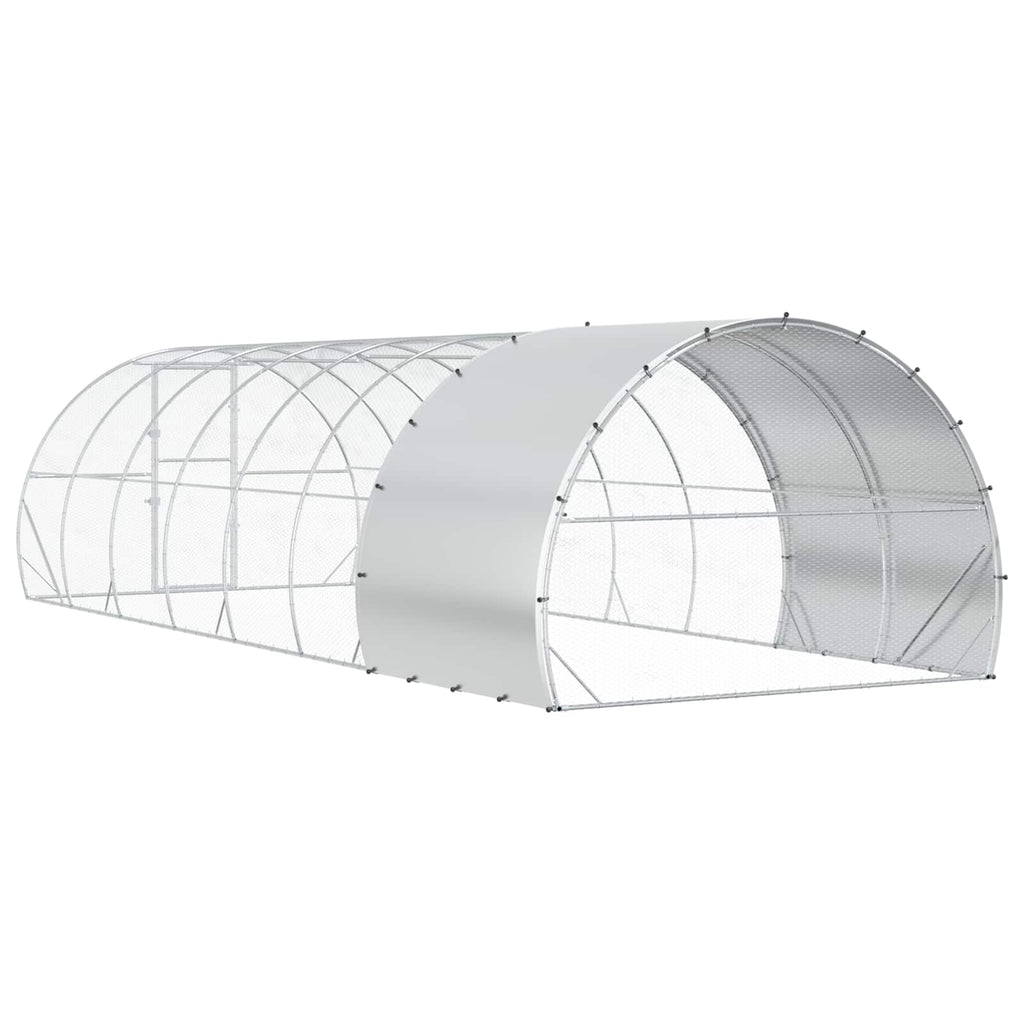 vidaXL Kurnik srebrny 800 x 300 x 200 cm Stal ocynkowana