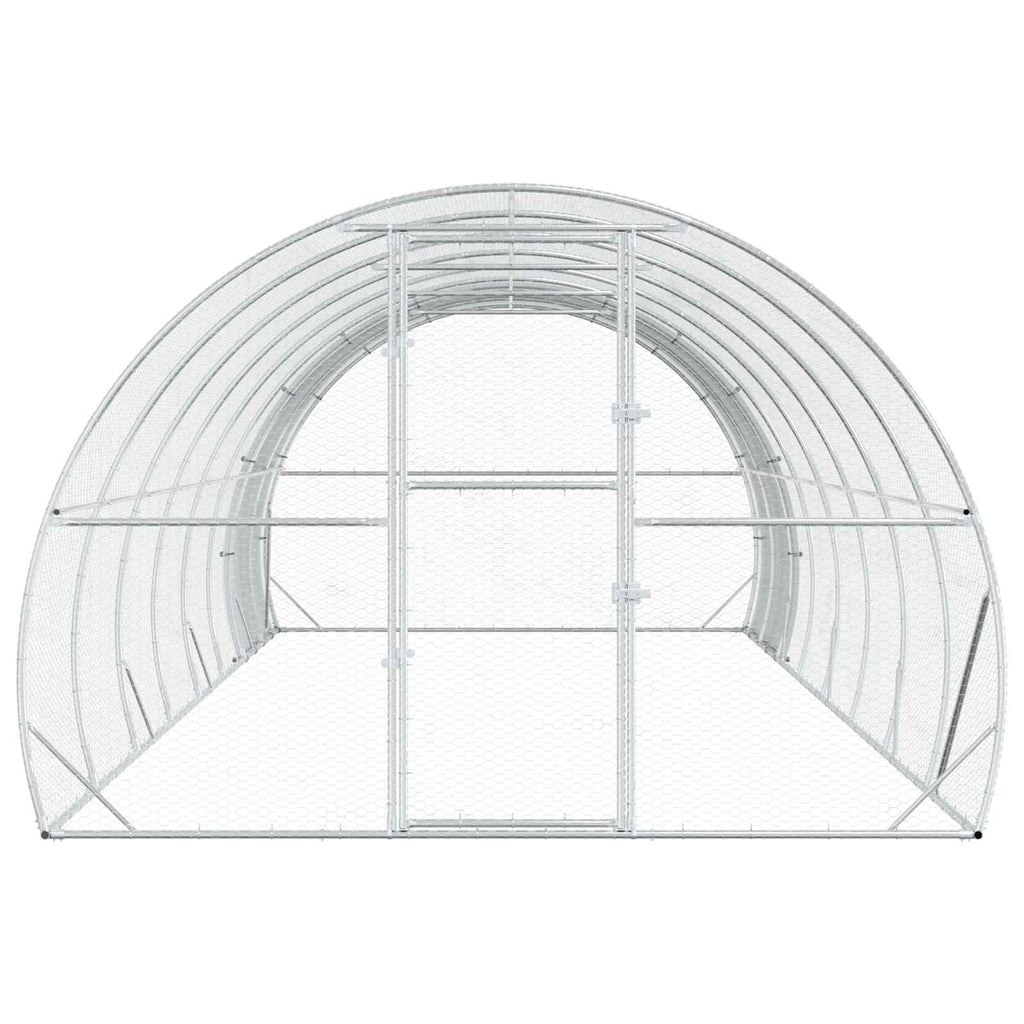vidaXL Kurnik srebrny 800 x 300 x 200 cm Stal ocynkowana