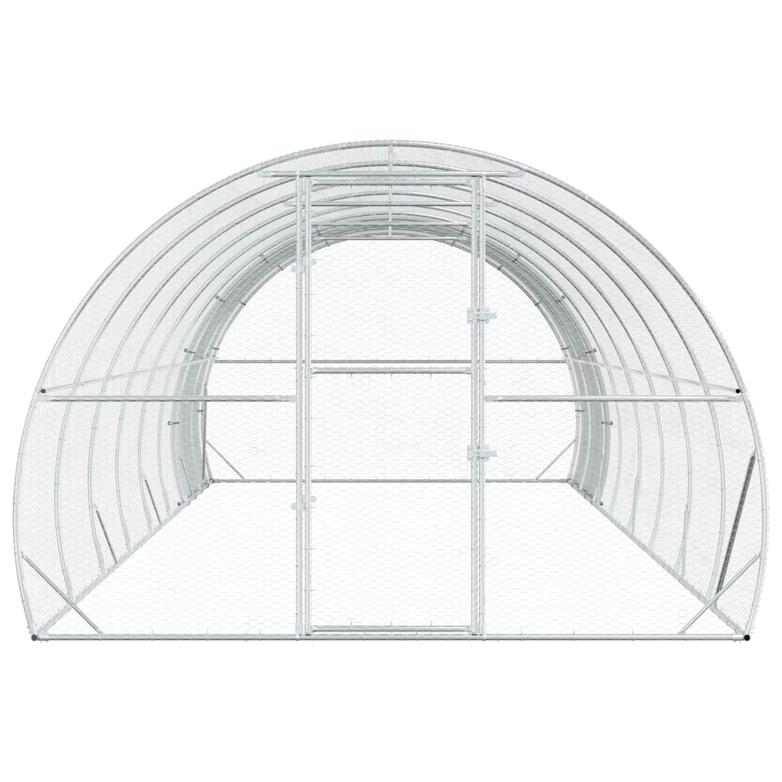 vidaXL Kurnik srebrny 800 x 300 x 200 cm Stal ocynkowana
