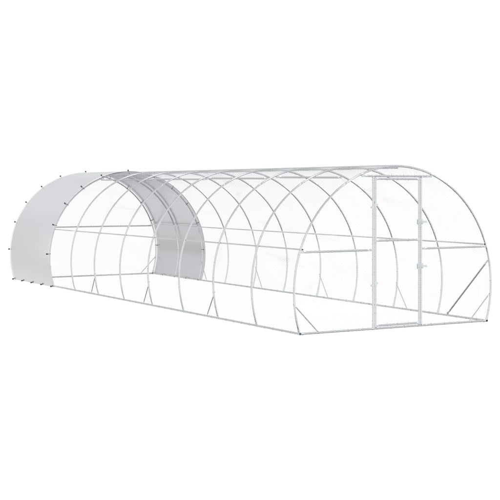 vidaXL Kurnik srebrny 1000 x 300 x 200 cm Stal ocynkowana