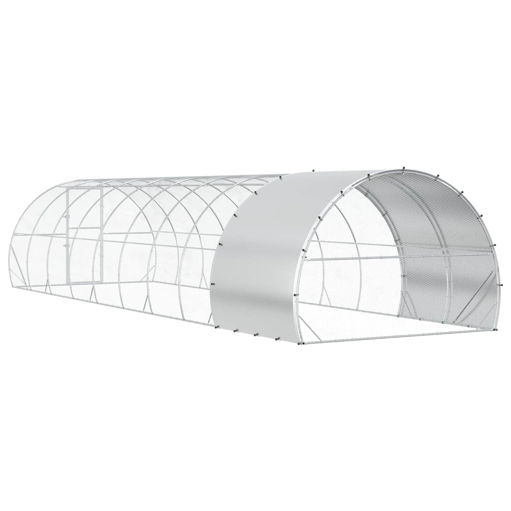 vidaXL Kurnik srebrny 1000 x 300 x 200 cm Stal ocynkowana