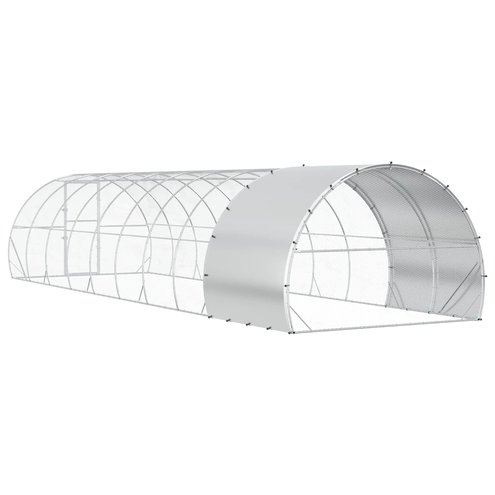 vidaXL Kurnik srebrny 1000 x 300 x 200 cm Stal ocynkowana