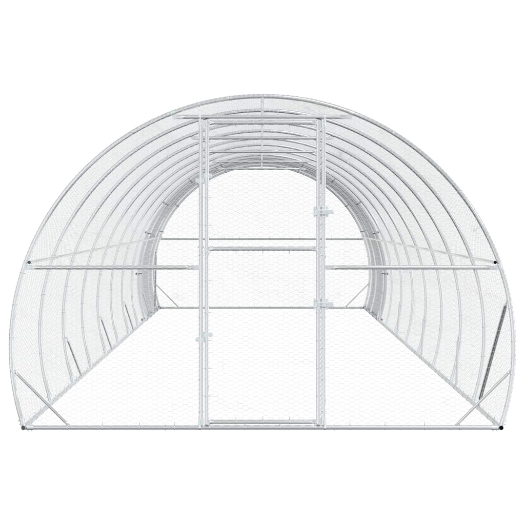 vidaXL Kurnik srebrny 1000 x 300 x 200 cm Stal ocynkowana