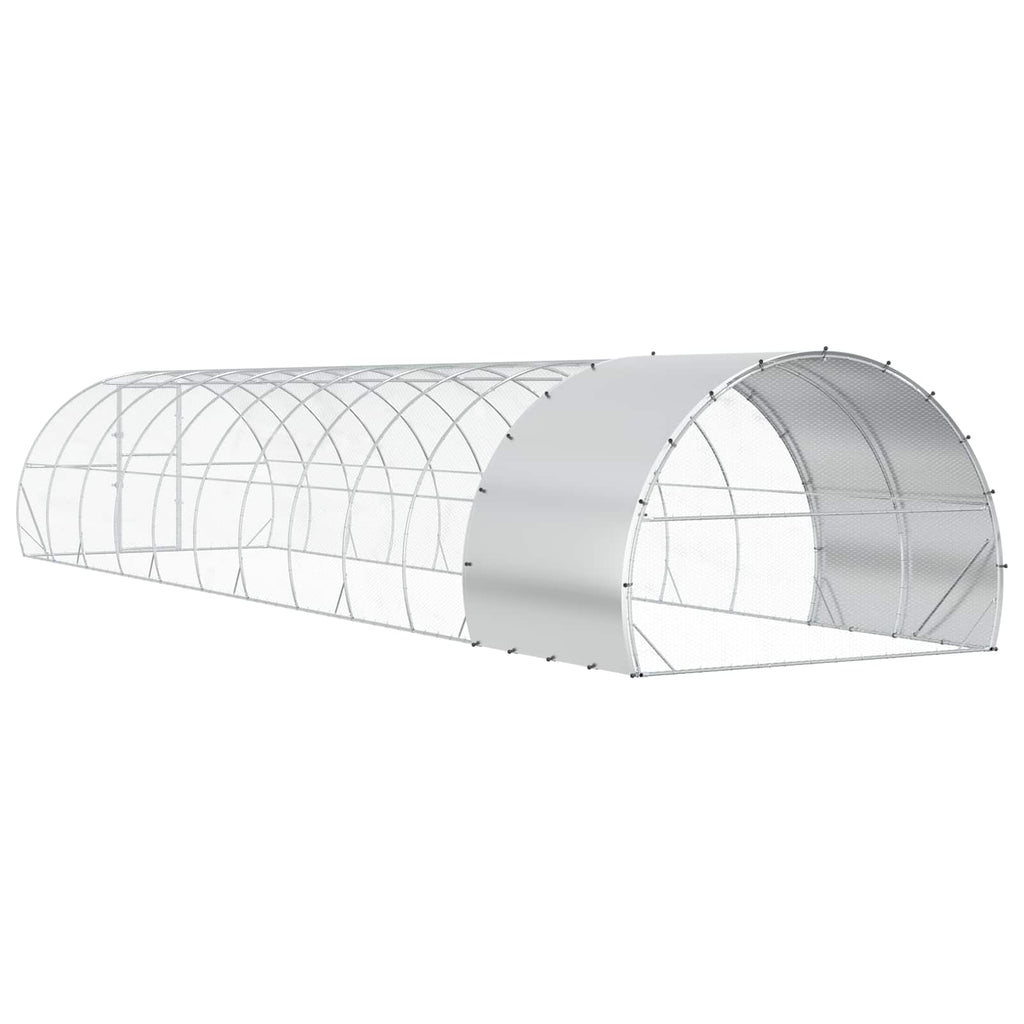 vidaXL Kurnik srebrny 1200 x 300 x 200 cm Stal ocynkowana