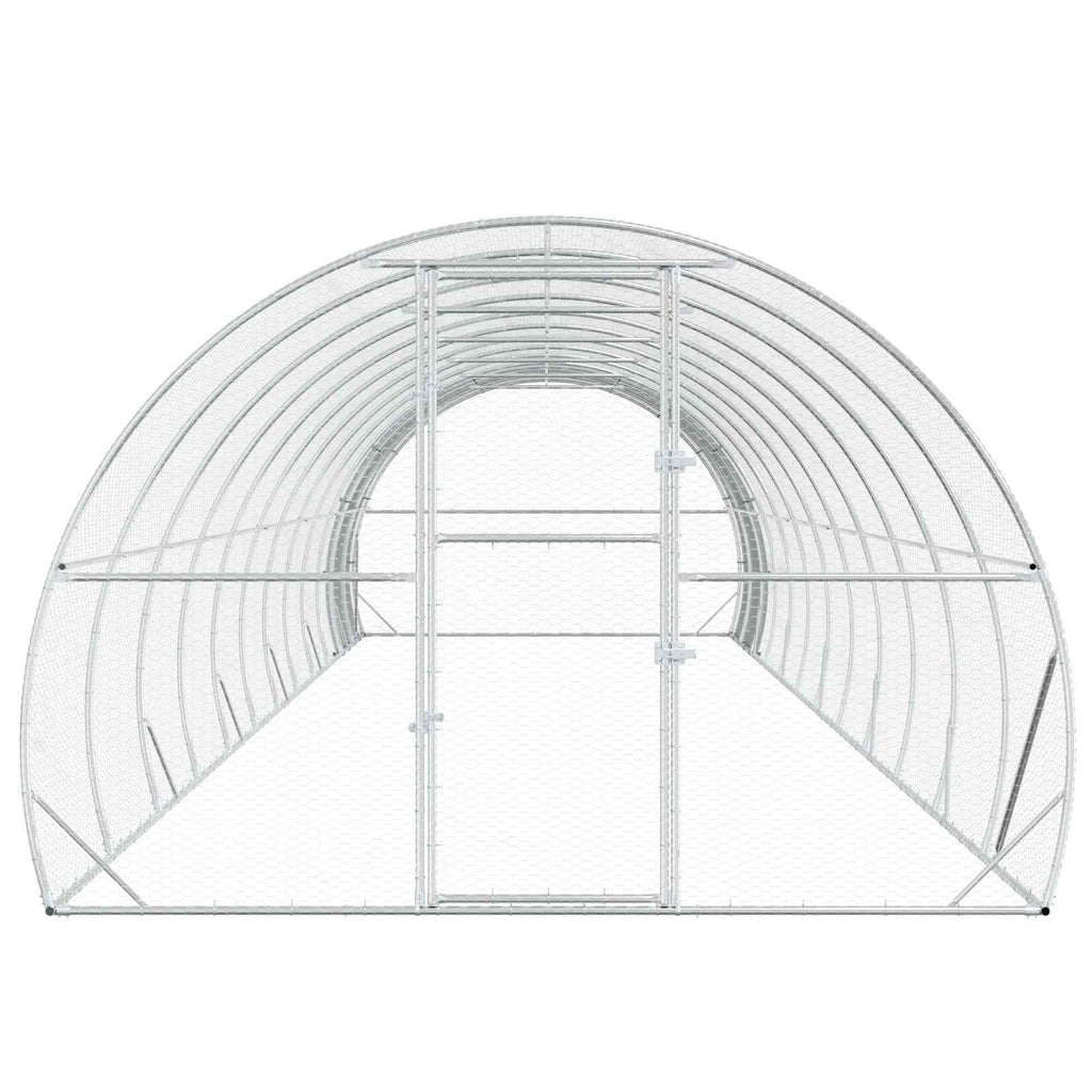 vidaXL Kurnik srebrny 1200 x 300 x 200 cm Stal ocynkowana