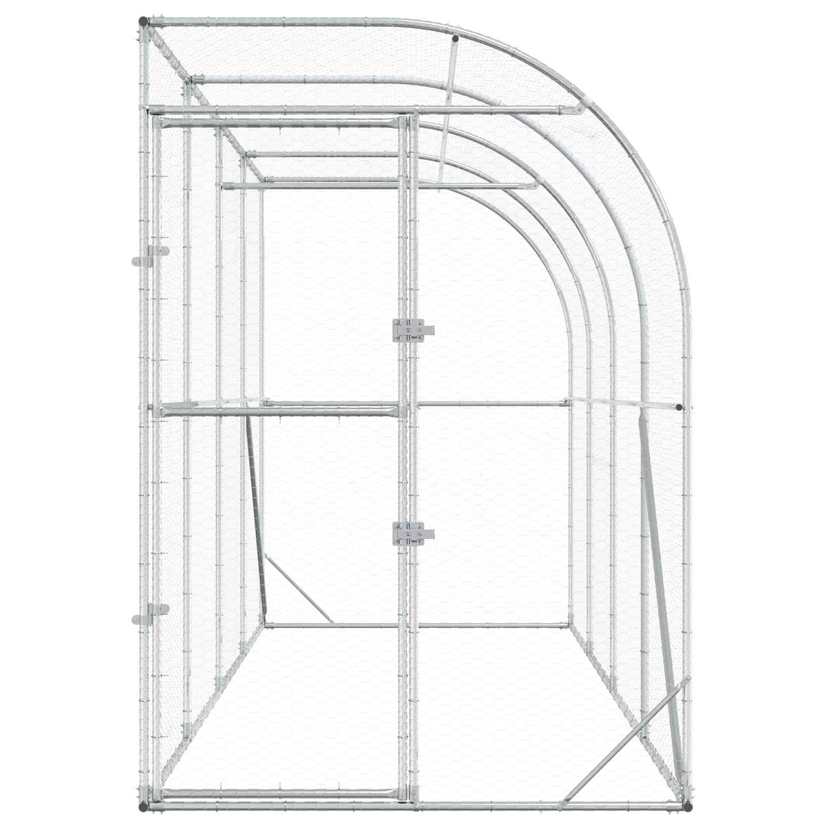vidaXL Kurnik przy ścianie srebrny 600 x 150 x 215 cm Stal ocynkowana