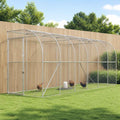 vidaXL Kurnik przy ścianie srebrny 600 x 150 x 215 cm Stal ocynkowana