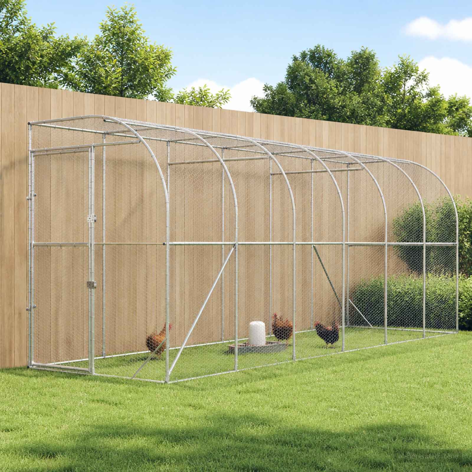 vidaXL Kurnik przy ścianie srebrny 600 x 150 x 215 cm Stal ocynkowana