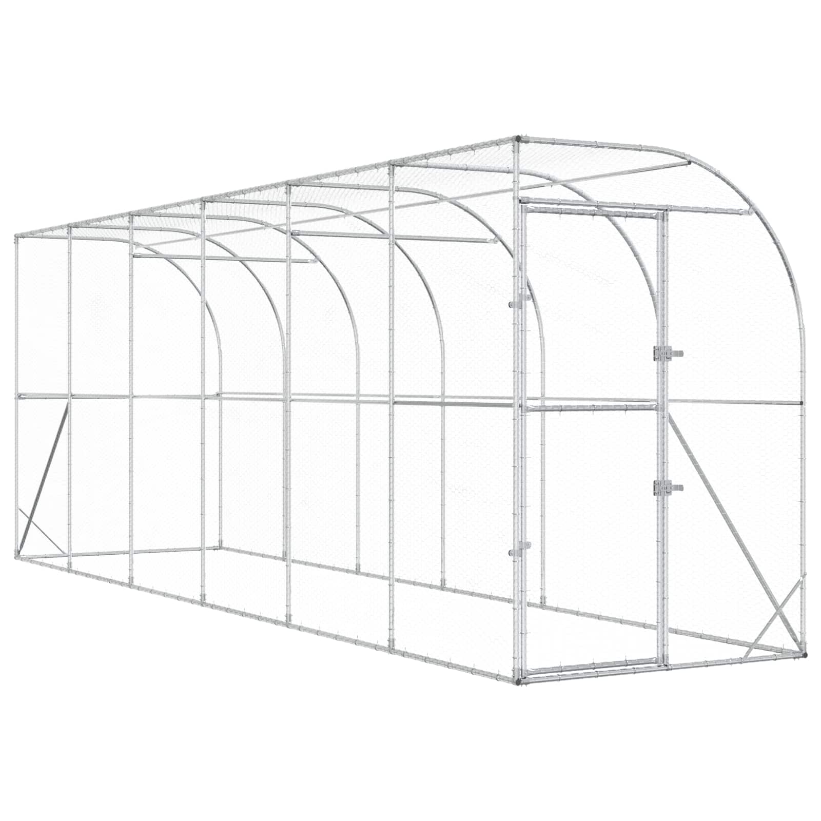 vidaXL Kurnik przy ścianie srebrny 600 x 150 x 215 cm Stal ocynkowana