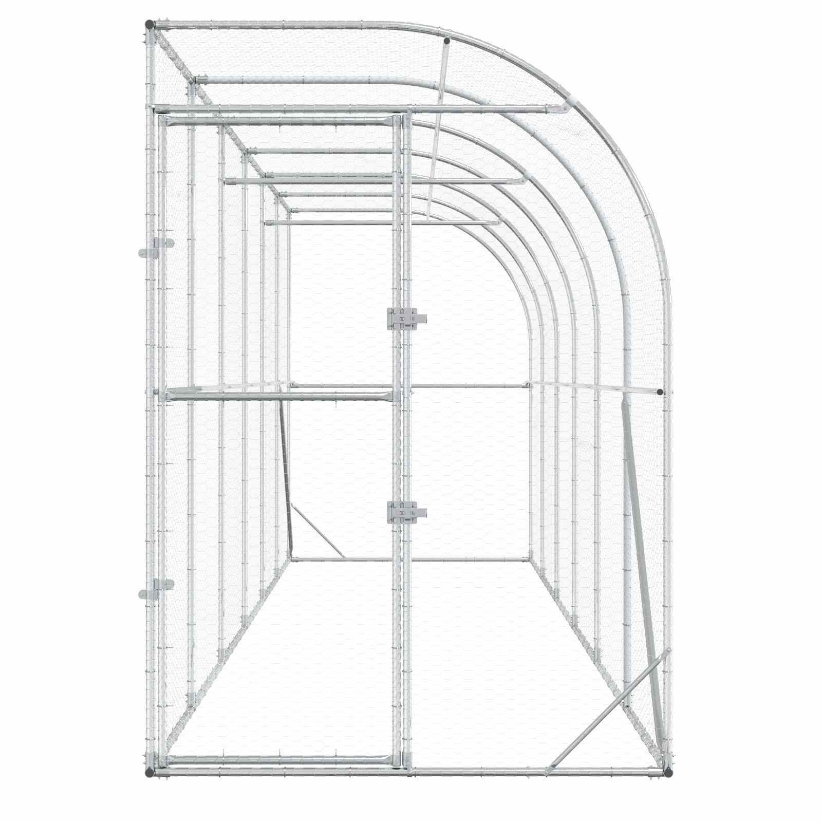 vidaXL Kurnik przy ścianie srebrny 600 x 150 x 215 cm Stal ocynkowana