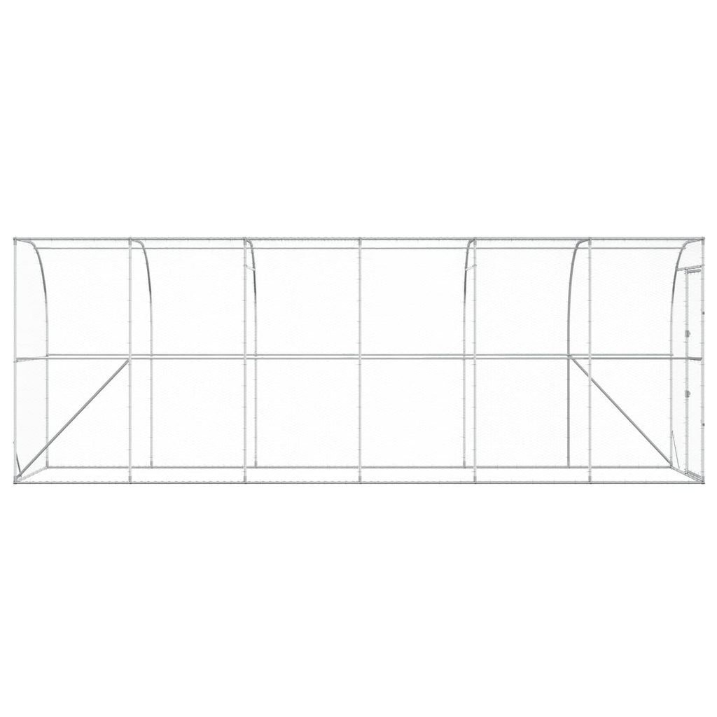 vidaXL Kurnik przy ścianie srebrny 600 x 150 x 215 cm Stal ocynkowana