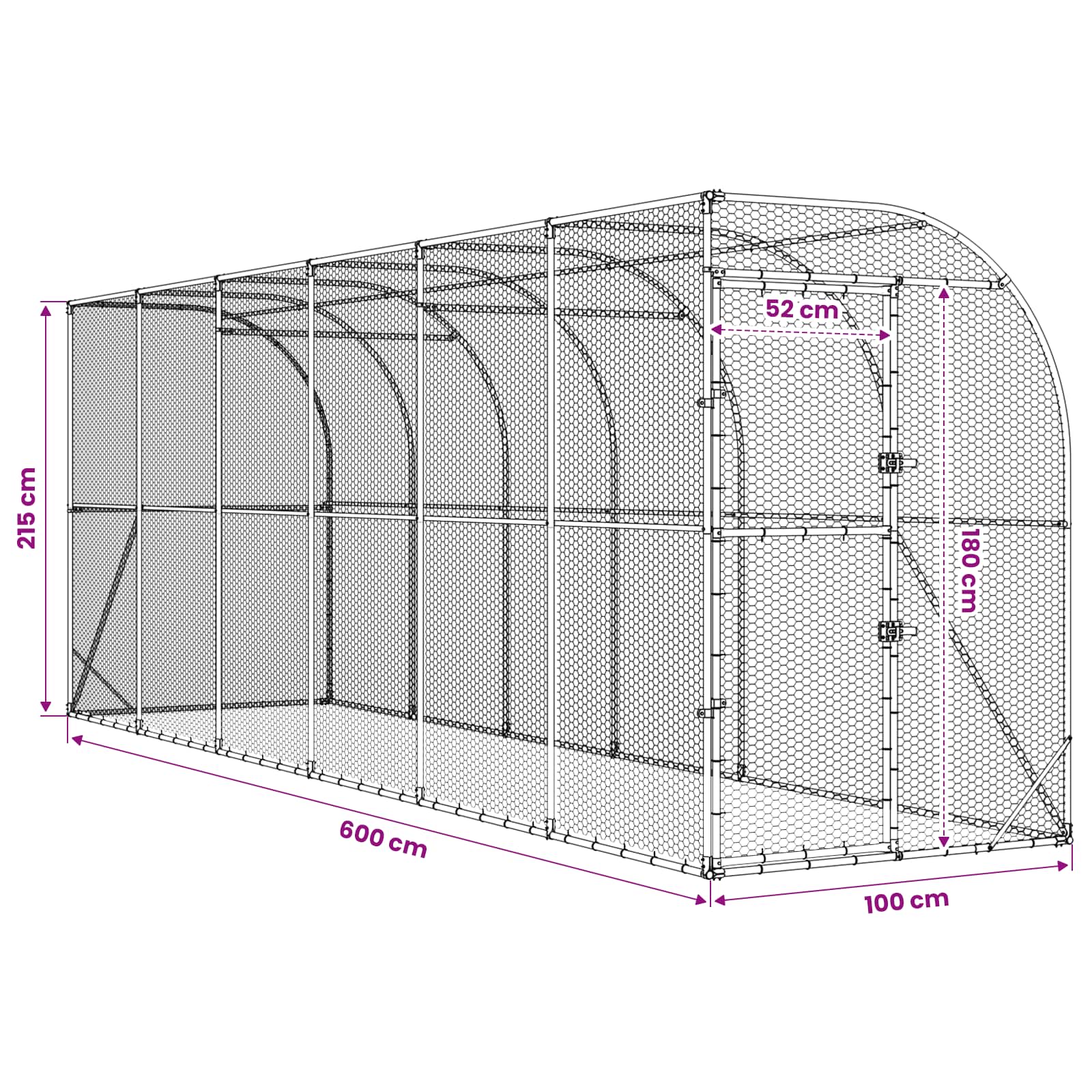 vidaXL Kurnik przy ścianie srebrny 600 x 150 x 215 cm Stal ocynkowana